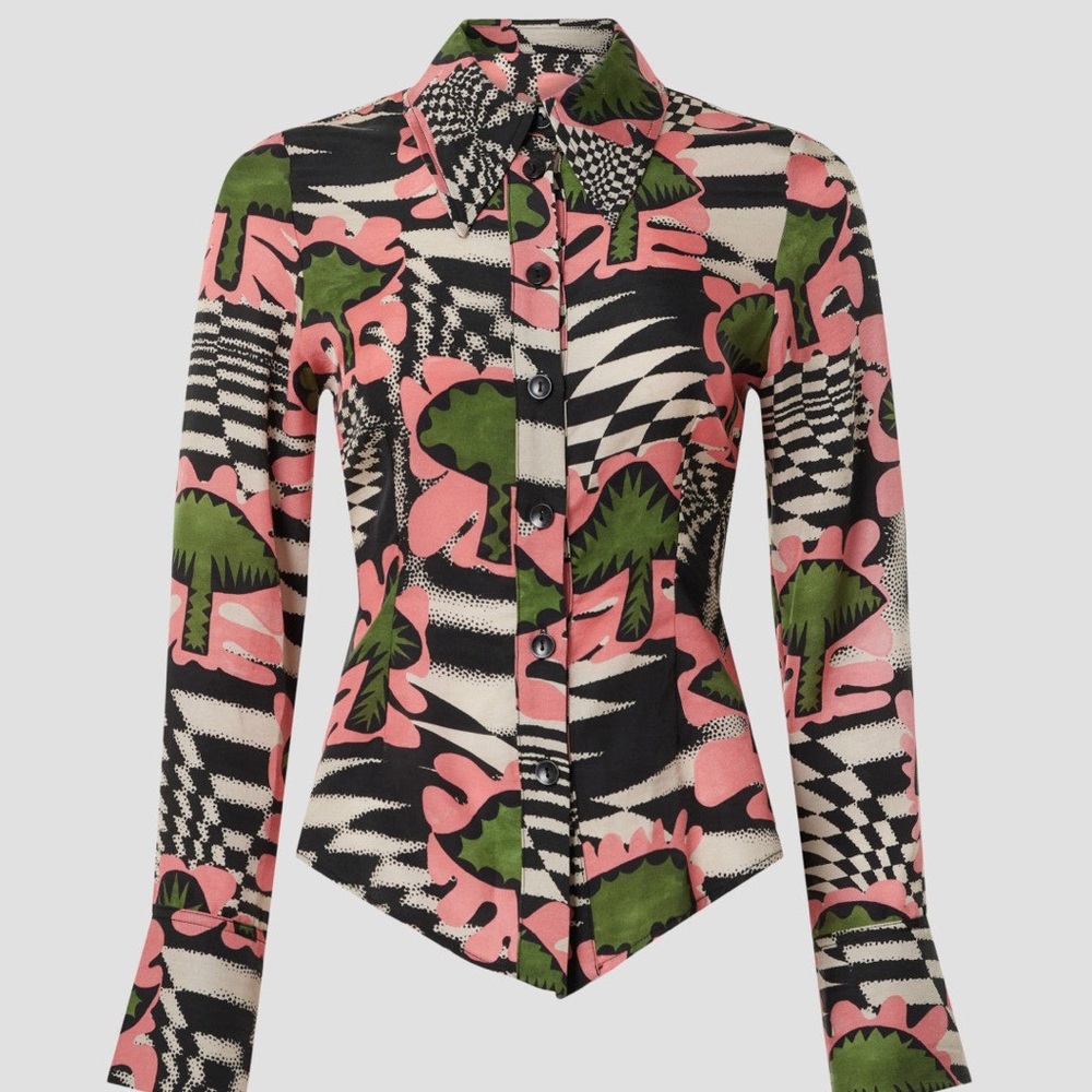 Stylish Multicolor Patterned Blouse - image 4